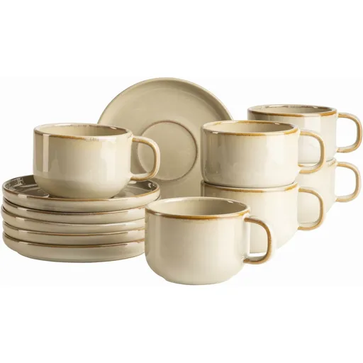 Mäser Set de cești de cafea cu farfurioare Cordelia Sand, 6+6 buc., bej