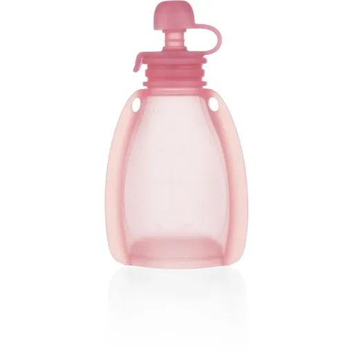Zopa Silicone Refillable Baby Food Pouch săculeț pentru mâncare 0 m+ Transparent Pink 120 ml