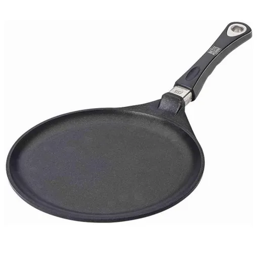 Planșetă pentru clătite AMT Gastroguss 128, 28 cm, Aluminiu turnat, Acoperire antiaderentă Lotan®, Până la 240°C, Negru