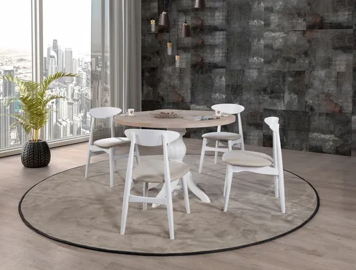 Set masă și scaune (5 bucăți), Hanah Home, Albero132, Natural