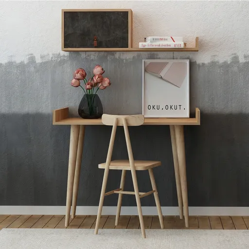 Birou, Hanah Home, Brush, Stejar / Gri închis