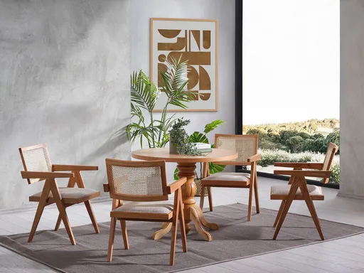 Set masa si 4 scaune, Hanah Home, Roma, Natural