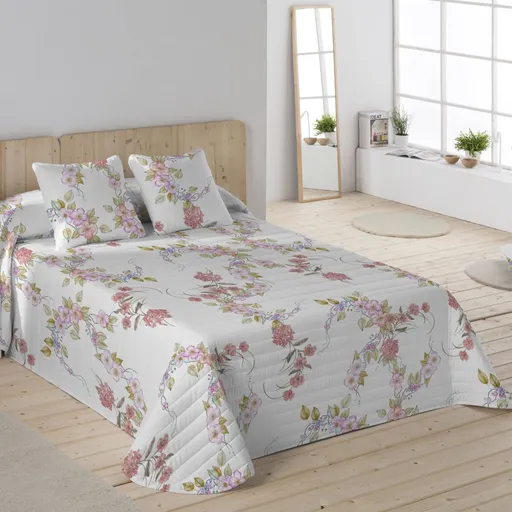 Cuvertură de pat matlasată cu imprimeu de plante