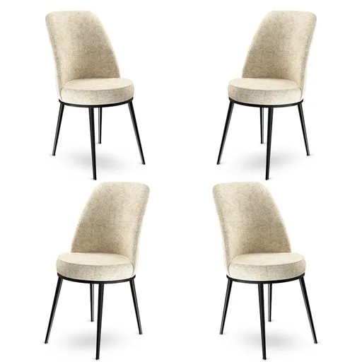 Set scaune 4 piese, Hanah Home, Dexa, Crem/Negru