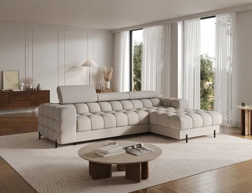 Coltar extensibil dreapta 3 locuri ELTAP, RT-18ROY, Felro, 285x181x93 cm, lemn/poliester, bej