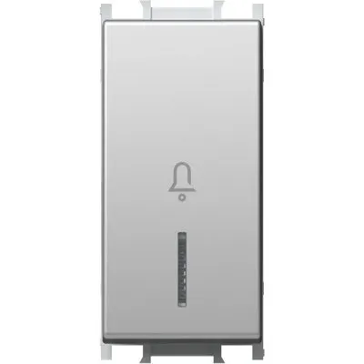 Modul Buton cu LED Simplu 1M 16A IP20 Argintiu, TEM Modul TEM-SM11ESIN01-U