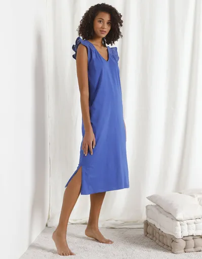 Cămașă de noapte lungă cu broderie Madeira