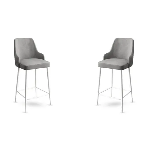Set scaun de bar (2 bucăți), Hanah Home, Enox, Gri/Alb