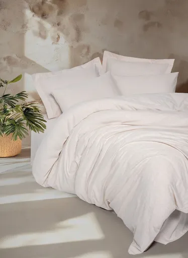 Lenjerie de pat dubla, L'essentiel Maison, Basic, 25% in / 75% bumbac, Bej