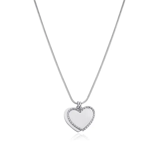 S'Agapõ Colier romantic din oțel cu inimioare Message SSG09