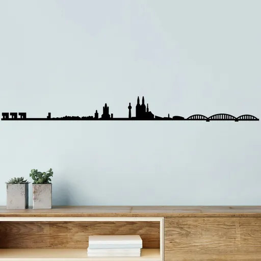 Decoratiune de perete, Cologne Skyline, Dimensiune: 120 x 12 cm, Negru