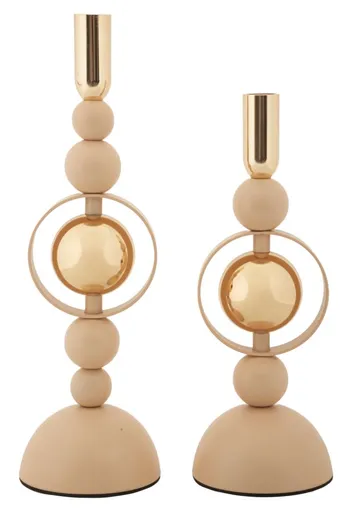 Mauro Ferretti Set Suport Lumanare Saturn Roz 2 Bucăți Cm Ø 10 X 27-10 X 31 | Aosom Romania