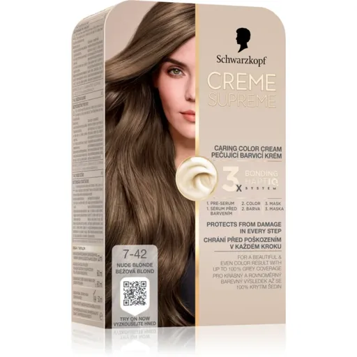 Schwarzkopf Creme Supreme Culoare permanenta pentru par culoare 7-42 Nude blonde 60 ml