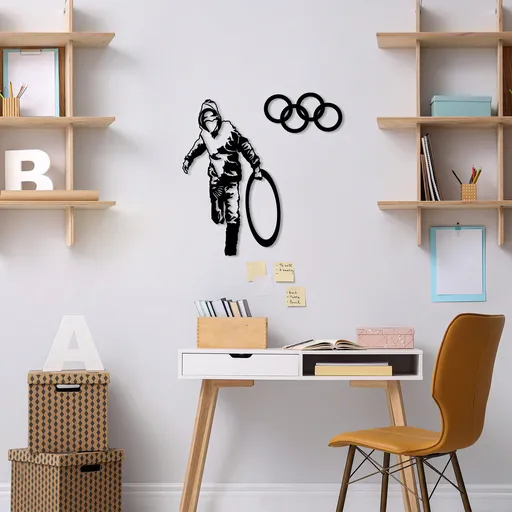 Decoratiune de perete, Banksy, Dimensiune: 62 x 61 cm, Negru