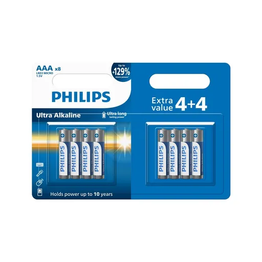 Philips Baterii AAA 1,5 V Ultra Alkaline, 8 buc.