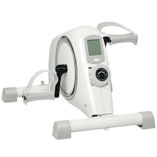 SPORTNOW Pedalez Mini-Heimtrainer, Pedale Sub Birou, Exerciții pentru Brațe și Picioare, 8 Nivele de Rezistență, Oțel, Alb | Aosom Romania