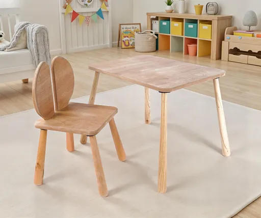 Set masa si scaun pentru copii, Hanah Home, BLTYZ-AKTV064, Stejar