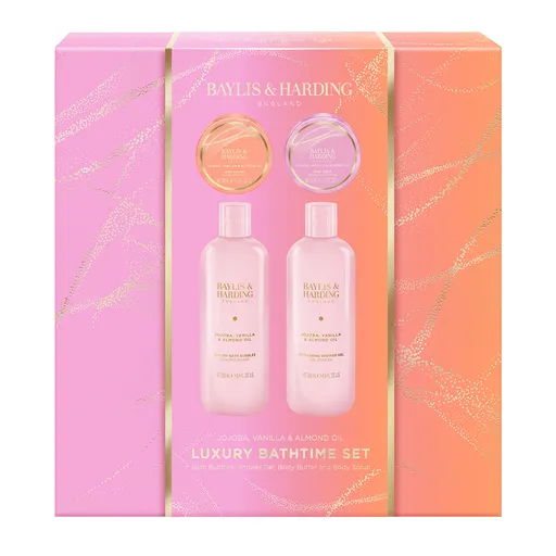 Baylis & Harding Set cadou Jojoba, Vanilie & Ulei de migdale Bathtime Set 4 buc