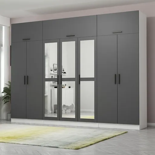 Dulap pentru haine, Hanah Home, Kale, 315x235x52 cm, Antracit/Alb