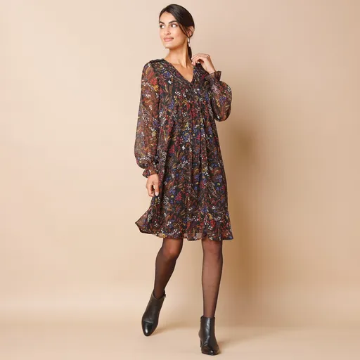 Rochie cu depozite decorative și imprimeu cu petale