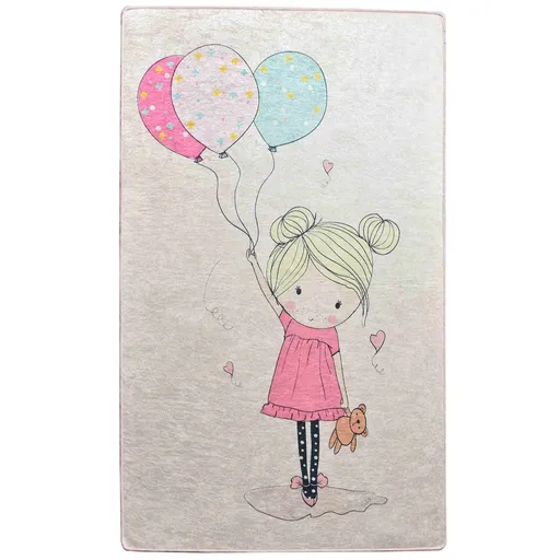 Covor Chilai Home 876CHL1201, 140x190 cm, Fire de catifea antibacteriene, Poliester, Roz