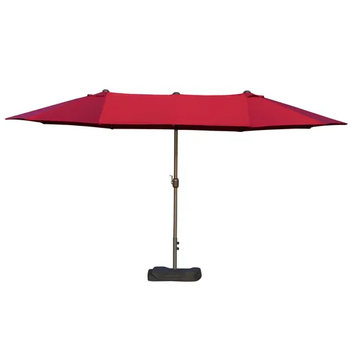 Outsunny Umbrelă de grădină umbrelă dublă rectangulară 4,6 lungime x 2,7 lățime x 2,4 înălțime m cu manivelă de deschidere/închidere, saci de greutate