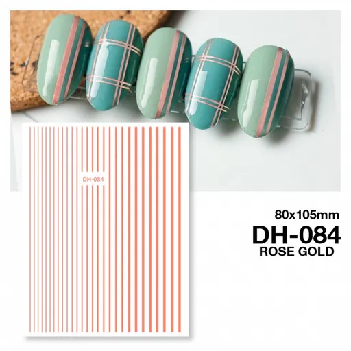 Matrita unghii autocolanta DH-084 - linii Rose Gold