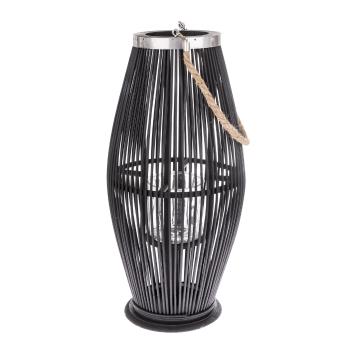 Lanternă din bambus cu sticlă Libre negru, 40 x 21cm