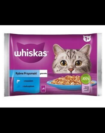 WHISKAS Delicii din peste cu somon si ton in aspic 4x85g hrana umeda pisica