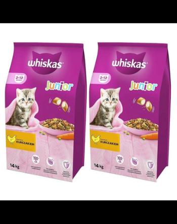 WHISKAS Junior 14kg x 2 hrana uscata cu pui pentru pisici junior