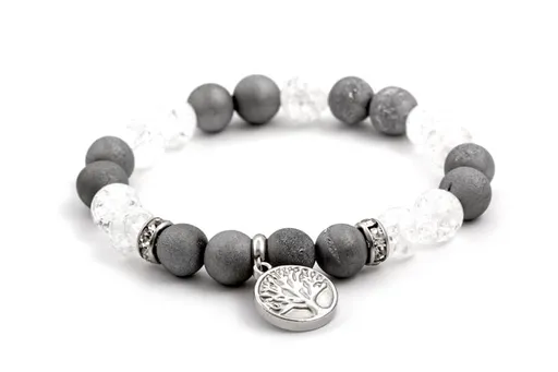 Agato Brățară cu mărgele din agat și cristal MINK76 / 17