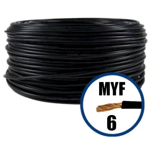 Rola 100m conductor litat din cupru MYF 6 (H07V-K) negru