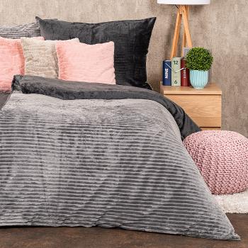 4Home mikroflanel Stripe ágyneműhuzat szürke, 140 x 200 cm, 70 x 90 cm, szürke