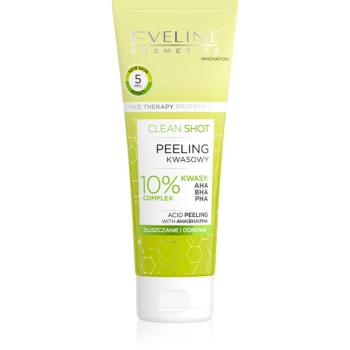 Eveline Cosmetics Clean Shot 10% Complex of AHA, BHA and PHA crema delicata pentru exfoliere impotriva imperfectiunilor pielii 75 ml