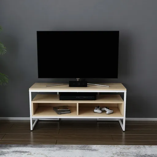 Comoda TV, Hanah Home, Merrion, 110x35x49.9 cm, Alb / Stejar