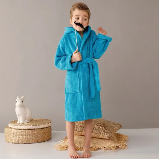 Halat de baie pentru copii cu glugă din țesătură terry de la Colombine