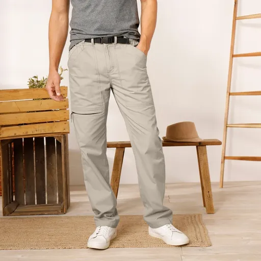 Pantaloni lungi cu talie elastică și buzunare + curea asortată