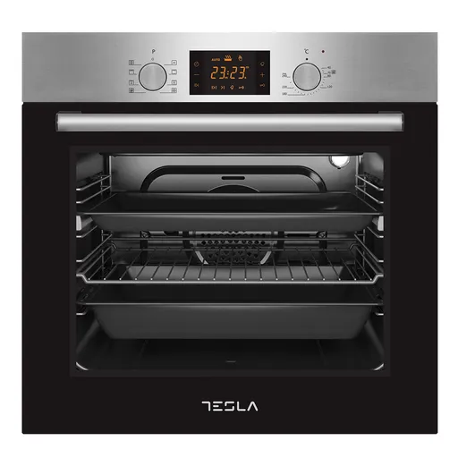 Cuptor incorporabil Tesla BO900SX, 2300 W, 80 litri, 8 programe, Ventilator, Clasa A, Inox/Negru