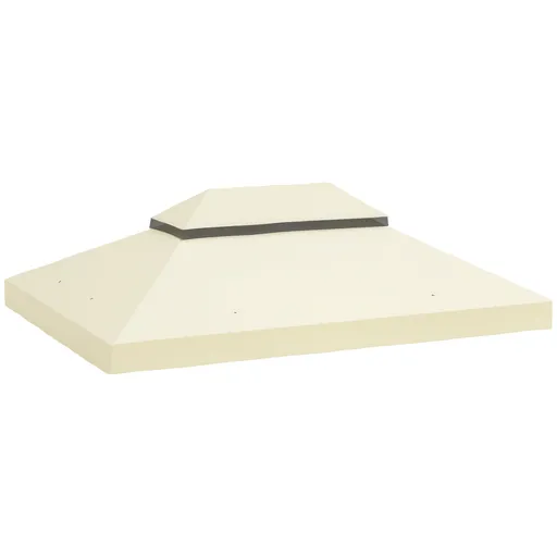 Outsunny Acoperiș pentru Pergolă cu 2 Niveluri cu Orificii de Drenaj, Curele și Buzunare Unghiulare, 400x300 cm, Crem Alb | Aosom Romania