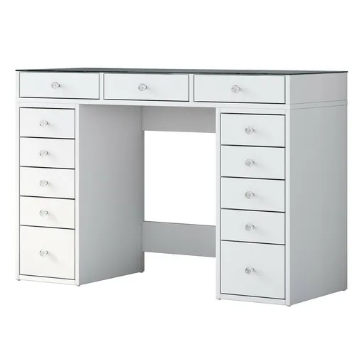 Masa de toaletă Grace White cu blat din sticlă, pur