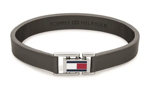 Tommy Hilfiger Bratara din piele gri cu închizătoare de otel 2790428