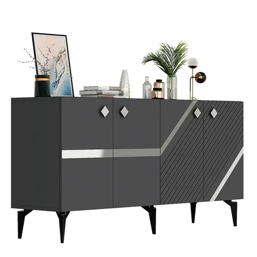 Consola, Hanah Home, Iris, 150x40x79 cm, Antracit / Argintiu