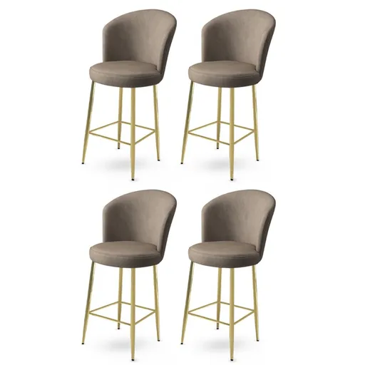 Set scaune  de bar 4 piese, Hanah Home, Fora, Cappuccino / Aur