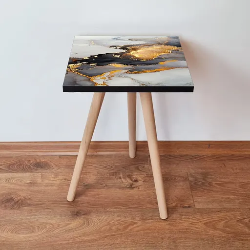 Masuta, Hanah Home, Shp83, 35x42x35 cm, Gri / Negru / Auriu