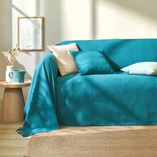 Colecție de cuverturi și fețe de pernă țesute manual, în culori uni