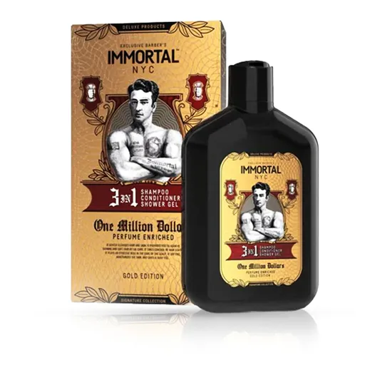 Sampon pentru Par 3 in 1 (Sampon, Balsam, Gel de dus) Immortal One million Dollars 500 ml