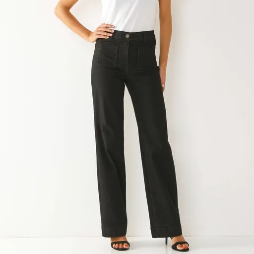 Blugi lați cu talie înaltă, dacă aveți peste 165 cm înălțime, lungime interioară a piciorului aprox. 82 cm