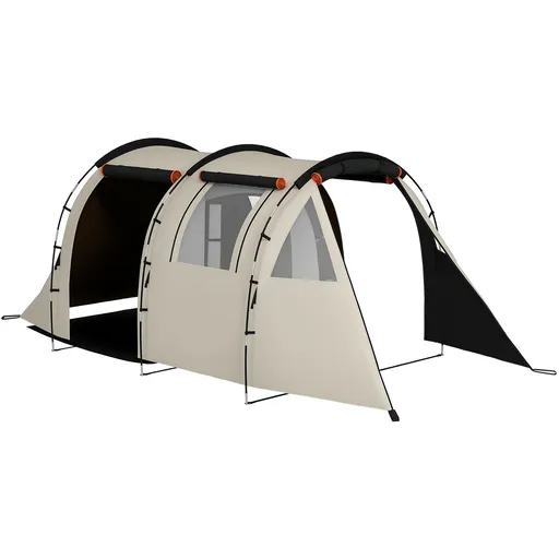 Outsunny Cort de Camping pentru 4-5 Persoane cu Capac Blackout, Cort Tunel Impermeabil cu Geantă de Transport, 460x230x180 cm, Kaki | Aosom Romania