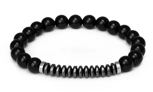 Agato Brățară cu mărgele din onix și hematit MINK145/20