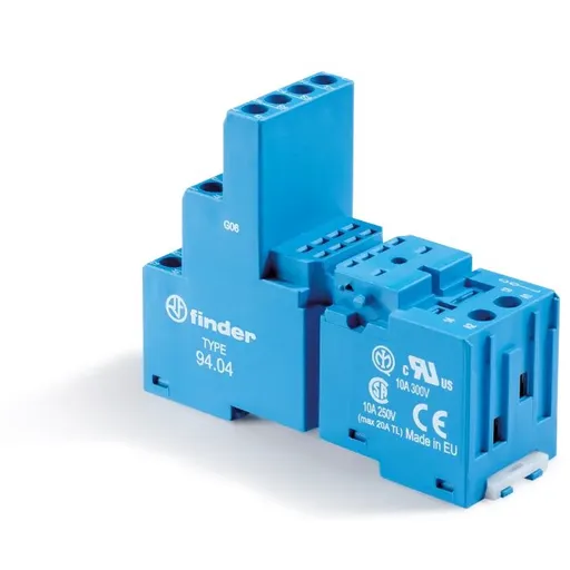 Soclu, borne cu surub, pentru relee 55.32/85.02/55.34/85.04, preia module 99.02/86.10/86.20 Finder 94.04SMA